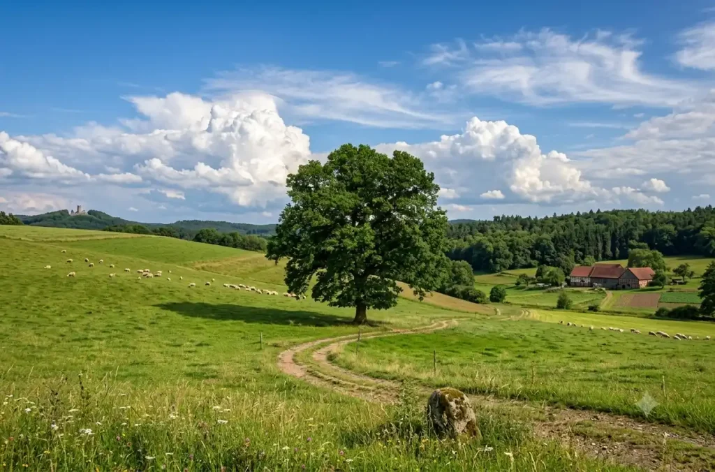 Infographic showing daily water needs for trees by size, from young saplings to mature trees